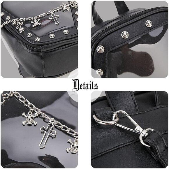 Gothic Coffin Shaped Shoulder Bag and Backpack for Women Halloween Style - Picture 9 of 9